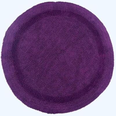 HOMESCAPES Tappeto Rotondo da Bagno in Cotone, 80 cm Prugna HOMESCAPES Tappeto Rotondo da Bagno in Cotone, 80 cm Prugna