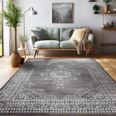 SIMPEX Tappeto Orientale XXL 300x400 cm Grigio, Design Senza Tempo con Motivo Classico, Tappeto Facile da Pulire per Loft o Galleria SIMPEX Tappeto Orientale XXL 300x400 cm Grigio, Design Senza Tempo con Motivo Classico, Tappeto Facile da Pulire per Loft o Galleria