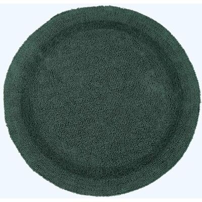 HOMESCAPES Tappetino da bagno rotondo verde bosco Premium 80 cm, tappeto da bagno in cotone con design reversibile HOMESCAPES Tappetino da bagno rotondo verde bosco Premium 80 cm, tappeto da bagno in cotone con design reversibile