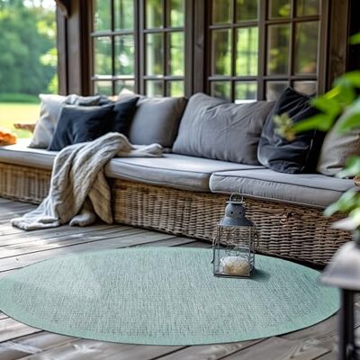 SIMPEX Tappeto Indoor Outdoor rotondo 120 cm blu tinta unita lavabile impermeabile tessitura piatta ideale per balcone terrazza giardino e cucina SIMPEX Tappeto Indoor Outdoor rotondo 120 cm blu tinta unita lavabile impermeabile tessitura piatta ideale per balcone terrazza giardino e cucina