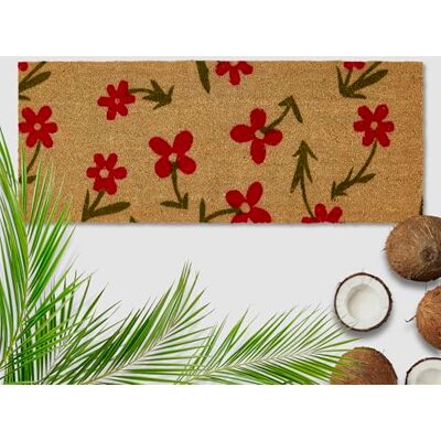 Astra Zerbino esterno con Fiori rossi in cocco 50 x 100 cm naturale -16 mm Zerbino in cocco per esterni e interni Tappetino antisporco antiscivolo Astra Zerbino esterno con Fiori rossi in cocco 50 x 100 cm naturale -16 mm Zerbino in cocco per esterni e interni Tappetino antisporco antiscivolo