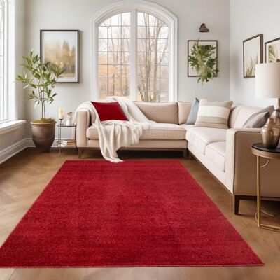 SIMPEX Tappeto 160x230 cm Rosso, pelo corto regolare, colore deciso, struttura rettangolare con fondo antiscivolo per zona living SIMPEX Tappeto 160x230 cm Rosso, pelo corto regolare, colore deciso, struttura rettangolare con fondo antiscivolo per zona living