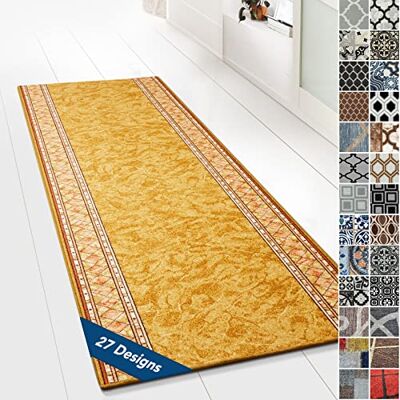 Floordirekt Tappeto passatoia con motivo, realizzato su misura, per cucina, corridoio e soggiorno, ornamento vintage a griglia orientale (80 x 500 cm, beige, Rügen) Floordirekt Tappeto passatoia con motivo, realizzato su misura, per cucina, corridoio e soggiorno, ornamento vintage a griglia orientale (80 x 500 cm, beige, Rügen)
