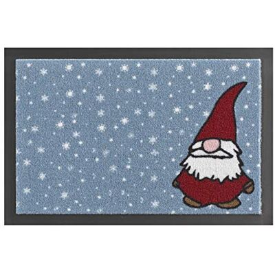 Hanse Home Printy Zerbino per interni ed esterni, 40 x 60 cm, motivo: gnomo di Natale, lavabile e resistente alle intemperie, antiscivolo, per ingresso e esterni, colore: blu e rosso Hanse Home Printy Zerbino per interni ed esterni, 40 x 60 cm, motivo: gnomo di Natale, lavabile e resistente alle intemperie, antiscivolo, per ingresso e esterni, colore: blu e rosso