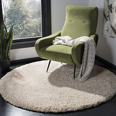 SAFAVIEH Tappeto Shag per Soggiorno, Sala da pranzo, Camera da letto California Shag Collection, A Pelo Lungo, Beige, 122 X 122 cm SAFAVIEH Tappeto Shag per Soggiorno, Sala da pranzo, Camera da letto California Shag Collection, A Pelo Lungo, Beige, 122 X 122 cm