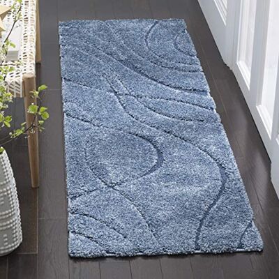 SAFAVIEH Tappeto Shag per Soggiorno, Sala da pranzo, Camera da letto Florida Shag Collection, A Pelo Lungo, Azzurro e blu, 69 X 274 cm SAFAVIEH Tappeto Shag per Soggiorno, Sala da pranzo, Camera da letto Florida Shag Collection, A Pelo Lungo, Azzurro e blu, 69 X 274 cm