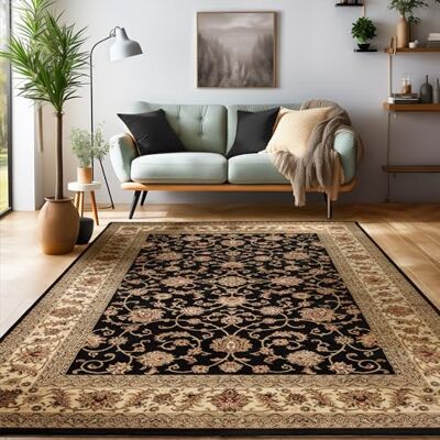 SIMPEX Tappeto Orientale 300x400 cm Nero, XXL Pelo Corto con Ornamenti, Soluzione Arredo Facile da Pulire per Loft o Spazi Aperti SIMPEX Tappeto Orientale 300x400 cm Nero, XXL Pelo Corto con Ornamenti, Soluzione Arredo Facile da Pulire per Loft o Spazi Aperti