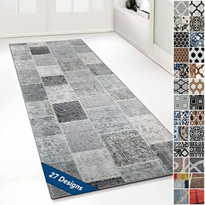 Floordirekt Tappeto passatoia con motivo, realizzato su misura, per cucina, corridoio e soggiorno, ornamento vintage a griglia orientale (80 x 800 cm, Monsano antracite) Floordirekt Tappeto passatoia con motivo, realizzato su misura, per cucina, corridoio e soggiorno, ornamento vintage a griglia orientale (80 x 800 cm, Monsano antracite)