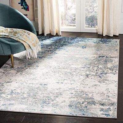 SAFAVIEH Tappeto Tradizionale per Soggiorno, Sala da pranzo, Camera da letto Brentwood Collection, A Pelo Corto, Grigio chiaro e blu, 160 X 229 cm SAFAVIEH Tappeto Tradizionale per Soggiorno, Sala da pranzo, Camera da letto Brentwood Collection, A Pelo Corto, Grigio chiaro e blu, 160 X 229 cm