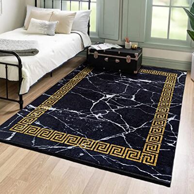 Mazovia Tappeto Soggiorno 80x150cm Nero Oro Glamour Elegante Antiscivolo Tappeto per Camera da Letto Ufficio Sala da Pranzo Ingresso Lavabile in Lavatrice Antiallergico Facile da Pulire Pelo Corto Mazovia Tappeto Soggiorno 80x150cm Nero Oro Glamour Elegante Antiscivolo Tappeto per Camera da Letto Ufficio Sala da Pranzo Ingresso Lavabile in Lavatrice Antiallergico Facile da Pulire Pelo Corto