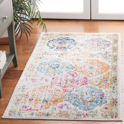 SAFAVIEH Tappeto Angosciato per Soggiorno, Sala da pranzo, Camera da letto Madison Collection, A Pelo Corto, Crema e Multi, 69 x 122 cm SAFAVIEH Tappeto Angosciato per Soggiorno, Sala da pranzo, Camera da letto Madison Collection, A Pelo Corto, Crema e Multi, 69 x 122 cm
