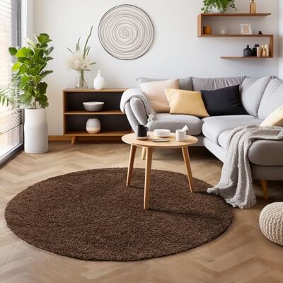 SIMPEX tappeto shaggy rotondo marrone 160 cm a pelo lungo moderno tinta unita ideale per soggiorno o camera comfort eleganza e stile moderno SIMPEX tappeto shaggy rotondo marrone 160 cm a pelo lungo moderno tinta unita ideale per soggiorno o camera comfort eleganza e stile moderno