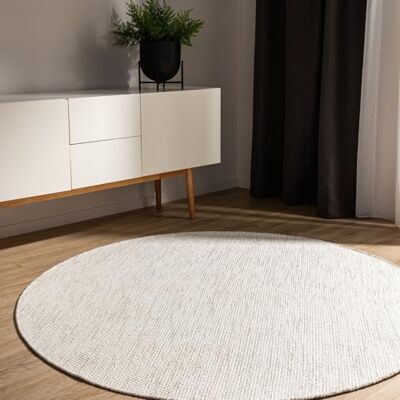 benuta Basic Tappeto cotone lavorato a mano Ron Crema 160 cm Rotondo 100% cotone Design: Uni, Minimalista, Natural Living Facile cura per salotto e stanza benuta Basic Tappeto cotone lavorato a mano Ron Crema 160 cm Rotondo 100% cotone Design: Uni, Minimalista, Natural Living Facile cura per salotto e stanza