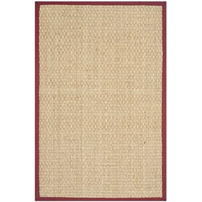 SAFAVIEH Tappeto in Fibra Naturale per Soggiorno, Sala da pranzo, Camera da letto Natural Fiber Collection, A Pelo Corto, Rosso borgogna, 76 x 122 cm SAFAVIEH Tappeto in Fibra Naturale per Soggiorno, Sala da pranzo, Camera da letto Natural Fiber Collection, A Pelo Corto, Rosso borgogna, 76 x 122 cm