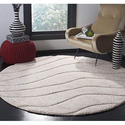 SAFAVIEH Tappeto Shag per Soggiorno, Sala da pranzo, Camera da letto Florida Shag Collection, A Pelo Lungo, Crema, 122 X 122 cm SAFAVIEH Tappeto Shag per Soggiorno, Sala da pranzo, Camera da letto Florida Shag Collection, A Pelo Lungo, Crema, 122 X 122 cm