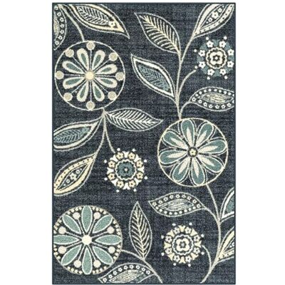 Maples Rugs Reggie Tappeto da cucina con motivo floreale, antiscivolo, 60 x 90 cm, colore: blu persiano Maples Rugs Reggie Tappeto da cucina con motivo floreale, antiscivolo, 60 x 90 cm, colore: blu persiano