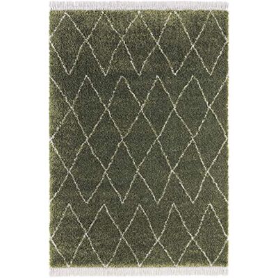 Hanse Home Mint Rugs Tappeto a pelo lungo con frange Jade, morbido e soffice, motivo geometrico (120 x 170 cm, 100% polipropilene, adatto al riscaldamento a pavimento, robusto), colore: Verde oliva/Crema Hanse Home Mint Rugs Tappeto a pelo lungo con frange Jade, morbido e soffice, motivo geometrico (120 x 170 cm, 100% polipropilene, adatto al riscaldamento a pavimento, robusto), colore: Verde oliva/Crema