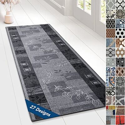 Floordirekt Tappeto con motivo decorativo, passatoia a pelo corto, per cucina, corridoio e soggiorno, su misura, decorazione vintage ispirata all’Oriente (80 x 500 cm, grigio Akzent) Floordirekt Tappeto con motivo decorativo, passatoia a pelo corto, per cucina, corridoio e soggiorno, su misura, decorazione vintage ispirata all’Oriente (80 x 500 cm, grigio Akzent)