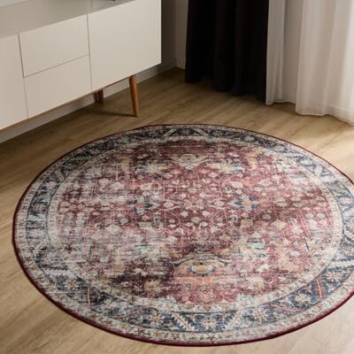 benuta Basic Tappeto Salotto George Multicolore 120 cm Rotondo Lavabile Fibra sintetica Stile: Vintage Per camere da letto, sale da pranzo, soggiorni facile da pulire benuta Basic Tappeto Salotto George Multicolore 120 cm Rotondo Lavabile Fibra sintetica Stile: Vintage Per camere da letto, sale da pranzo, soggiorni facile da pulire