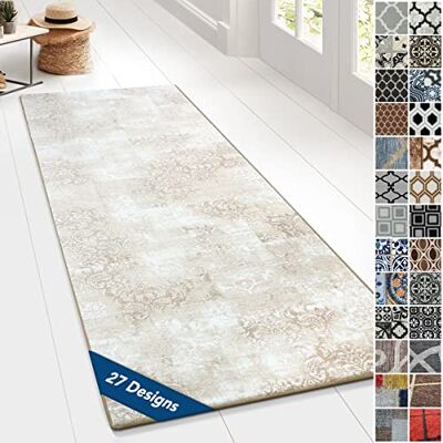 Floordirekt Davoli Tappeto passatoia con motivo a imbracature sottili su misura, per cucina, corridoio e soggiorno, ornamento vintage a griglia orientale (80 x 600 cm) Floordirekt Davoli Tappeto passatoia con motivo a imbracature sottili su misura, per cucina, corridoio e soggiorno, ornamento vintage a griglia orientale (80 x 600 cm)