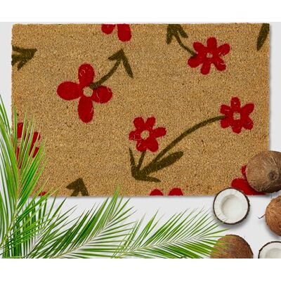 Astra Zerbino esterno con Fiori rossi in cocco 40 x 60 cm naturale -16 mm Zerbino in cocco per esterni e interni Tappetino antisporco antiscivolo Astra Zerbino esterno con Fiori rossi in cocco 40 x 60 cm naturale -16 mm Zerbino in cocco per esterni e interni Tappetino antisporco antiscivolo