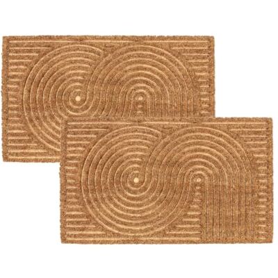 Astra Set di 2 zerbini moderni in cocco, motivo cerchi 45 x 75 cm (rettangolare) Coco Shape Zerbino per interni ed esterni, rivestito in fibra di cocco naturale, resistente Astra Set di 2 zerbini moderni in cocco, motivo cerchi 45 x 75 cm (rettangolare) Coco Shape Zerbino per interni ed esterni, rivestito in fibra di cocco naturale, resistente