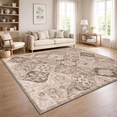 Paco Home Tappeto Soggiorno Vintage Pelo Corto Stile Boho Lavabile Antiscivolo Facile Da Pulire Design Retro Moderno, Colore:Taupe, Dimensione:120x160 cm Paco Home Tappeto Soggiorno Vintage Pelo Corto Stile Boho Lavabile Antiscivolo Facile Da Pulire Design Retro Moderno, Colore:Taupe, Dimensione:120x160 cm
