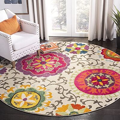 SAFAVIEH Tappeto Boho per Soggiorno, Sala da pranzo, Camera da letto Monaco Collection, A Pelo Corto, Avorio e Multi, 160 x 160 cm SAFAVIEH Tappeto Boho per Soggiorno, Sala da pranzo, Camera da letto Monaco Collection, A Pelo Corto, Avorio e Multi, 160 x 160 cm