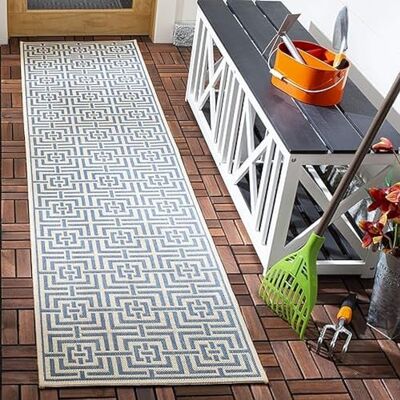 SAFAVIEH Geometrico Tappeto Rettangolare da Interno / Esterno, Intrecciato, Collezione Casa sulla spiaggia, BHS128, in Creme / Marrone, 160 X 229 cm SAFAVIEH Geometrico Tappeto Rettangolare da Interno / Esterno, Intrecciato, Collezione Casa sulla spiaggia, BHS128, in Creme / Marrone, 160 X 229 cm
