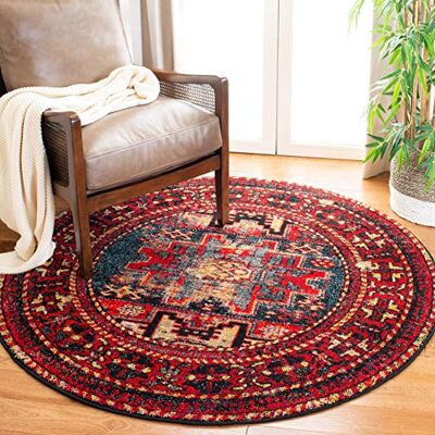 SAFAVIEH Tappeto Tradizionale per Soggiorno, Sala da pranzo, Camera da letto Persian Collection, A Pelo Corto, Rosso e Multi, 160 X 160 cm SAFAVIEH Tappeto Tradizionale per Soggiorno, Sala da pranzo, Camera da letto Persian Collection, A Pelo Corto, Rosso e Multi, 160 X 160 cm