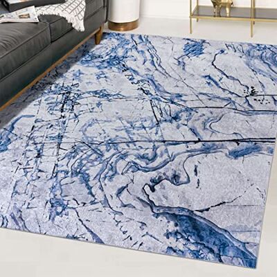 Mazovia Tappeto Soggiorno 140x200cm Blu Astratto Elegante Antiscivolo Tappeto per Camera da Letto Sala da Pranzo Ufficio Lavabile in Lavatrice Antiallergico Facile da Pulire Adatto Agli Animali Mazovia Tappeto Soggiorno 140x200cm Blu Astratto Elegante Antiscivolo Tappeto per Camera da Letto Sala da Pranzo Ufficio Lavabile in Lavatrice Antiallergico Facile da Pulire Adatto Agli Animali