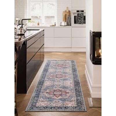 RugVista Georgia Oriental Tappeto, 80 x 200 cm, Blu/Multi Orientali, Rettangolare, Pelo corto, Lavabile in lavatrice, Oeko-Tex 100, Soggiorno, Camera da letto, Corridoio RugVista Georgia Oriental Tappeto, 80 x 200 cm, Blu/Multi Orientali, Rettangolare, Pelo corto, Lavabile in lavatrice, Oeko-Tex 100, Soggiorno, Camera da letto, Corridoio
