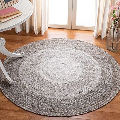 SAFAVIEH Tappeto Contemporaneo Soggiorno, Sala da pranzo, Camera da letto Reversibile Braided Collection, A Pelo Corto, Marrone, 91 x 91 cm SAFAVIEH Tappeto Contemporaneo Soggiorno, Sala da pranzo, Camera da letto Reversibile Braided Collection, A Pelo Corto, Marrone, 91 x 91 cm