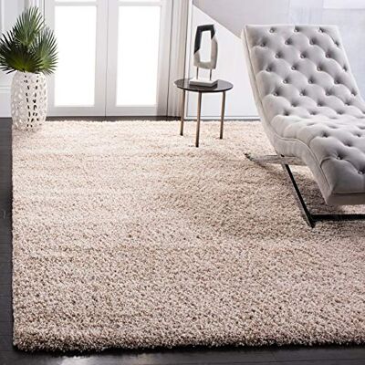 SAFAVIEH Tappeto Shag per Soggiorno, Sala da pranzo, Camera da letto California Shag Collection, A Pelo Lungo, Beige, 122 X 122 cm SAFAVIEH Tappeto Shag per Soggiorno, Sala da pranzo, Camera da letto California Shag Collection, A Pelo Lungo, Beige, 122 X 122 cm