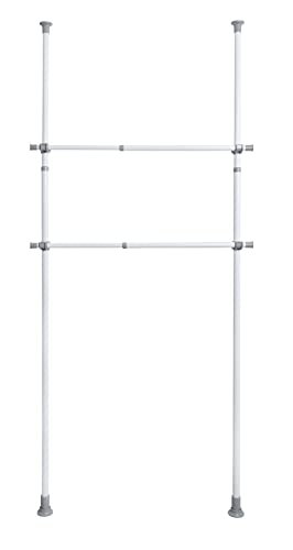 Wenko Asta appendiabiti Herkules 2 pezzi Set di 2 aste telescopiche, Acciaio, 3 x 75-120 x 3 cm, Bianco