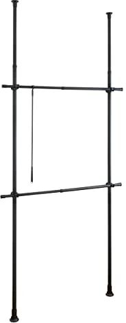 Wenko Sistema armadio telescopico HERKULES Basic nero Sistema regolabile di organizzazione, sistema per guardaroba, Acciaio, 75-120 x 165-300 x 11 cm, Nero