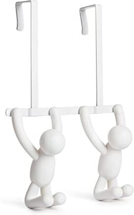 Umbra Buddy Door Appendiabiti con doppi ganci, plastica, bianco, 21,6 x 30,5 x 10,8 cm