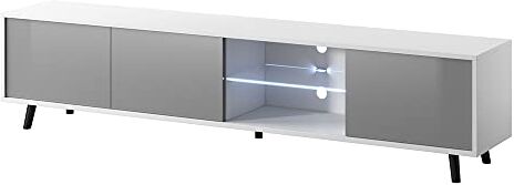 Selsey Galhad Mobile TV per il soggiorno bianco opaco/grigio lucido 175 cm con illuminazione a LED