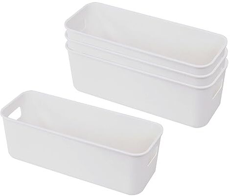 GmeDhc 4 PCS Cestino Portaoggetti Plastica, Scatole Portaoggetti Rettangolari, Scatola Portaoggetti con Maniglie, Organizer Portaoggetti per Cucina, Casa, Ufficio, Bagno, Casa