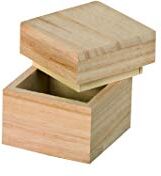 Artemio Scatoletta di Legno, Quadrata, 5 x 5 x 5 cm, Colore: Beige