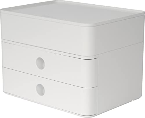 HAN Cassettiera SMART-BOX PLUS ALLISON, design moderno, con 2 cassetti e porta utensili, colore: snow white