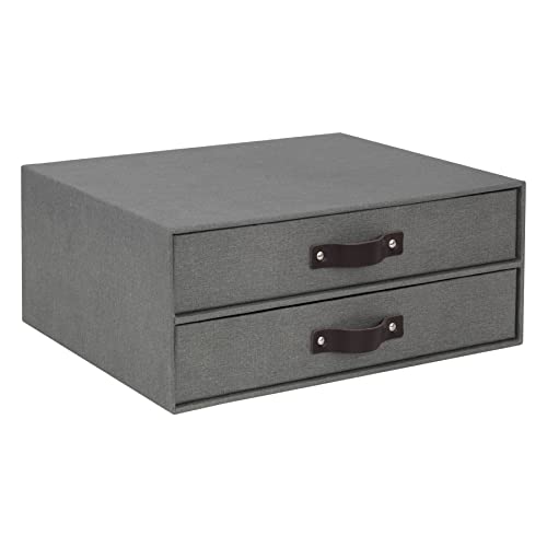 Bigso Box of Sweden Mini cassettiera da scrivania per documenti e materiale da ufficio Organizer scrivania con 2 cassetti Scatola con cassetti in fibra di legno e carta grigio