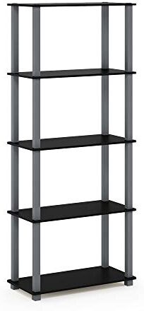 Furinno Libreria a 5 ripiani Black/Grey Tubo rettangolare