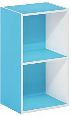 Furinno Pasir libreria a 2 ripiani aperti, azzurro/bianco