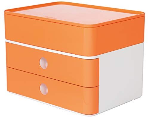 HAN Cassettiera SMART-BOX PLUS ALLISON, design moderno, con 2 cassetti e porta utensili, colore: apricot orange