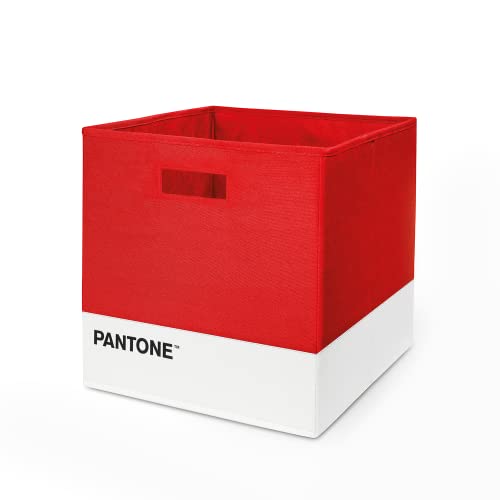 SWEET HOME Pantone™ Scatola Porta Oggetti Multiuso, Ideale come Cubo Contenitore Giochi Bambini e Organizer Armadio Salvaspazio Cesto Portaoggetti Pieghevole anche per Librerie, 32,5x32,5x32,5 cm Rosso