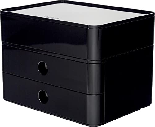 HAN Cassettiera SMART-BOX PLUS ALLISON, design moderno, con 2 cassetti e porta utensili, colore: jet black