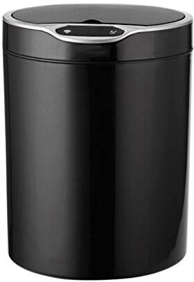 HASMI Cestino spazzatura Creative Smart Sensor Trash Can Home Soggiorno Cucina camera da letto con coperchio contenitore di stoccaggio Pattumiera Rotonda (Color : Black -a 12L)