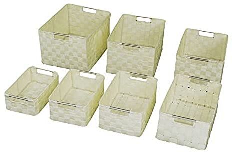 Vacchetti Giuseppe Vacchetti Cassetto Poliestere Set 7 Pezzi, Crema Crema, Medio