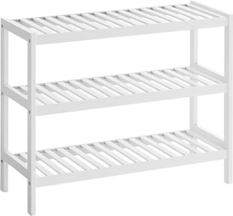 SONGMICS Scarpiera Scaffale bambù a 3 Ripiani Scaffale capacità Fino a 9 Paia di Scarpe 70 x 26 x 55 cm (L x P x A) Bianco